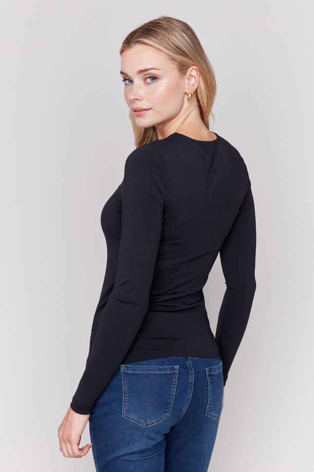 Super Stretch Knit Top Black