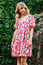 Floral Print Short Sleeve Dress