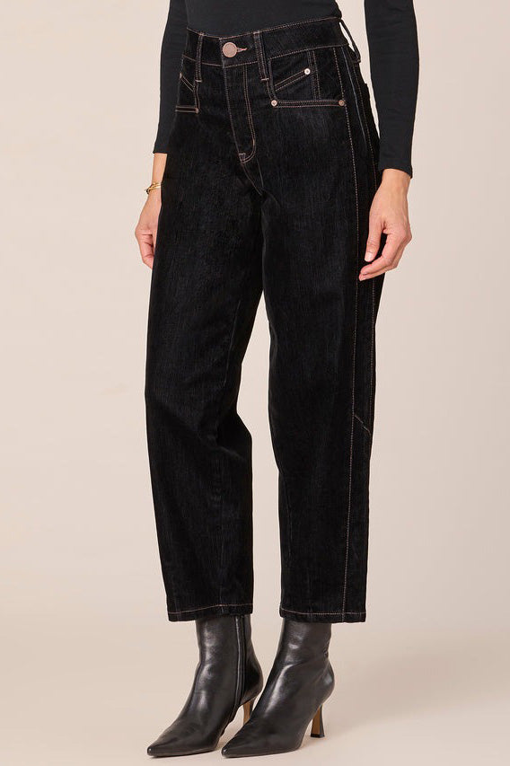 Spliced Panel Barrel Leg Jeans