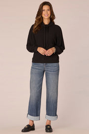 Blouson Sleeve Knit Top - Black