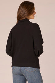 Blouson Sleeve Knit Top - Black