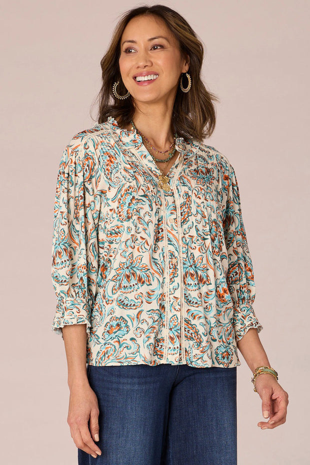 Button Front Printed Woven Shirt