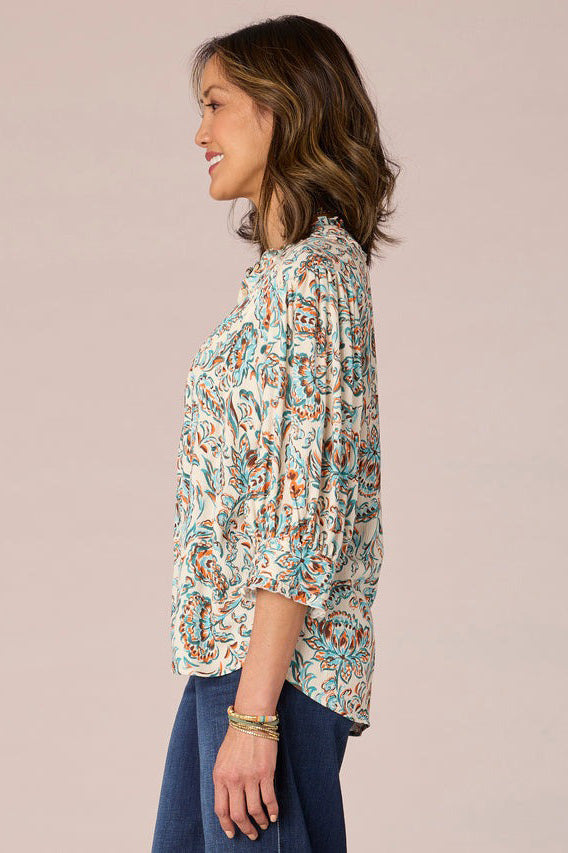 Button Front Printed Woven Shirt