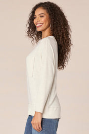 Asymmetrical Hem Knit Top - Cream