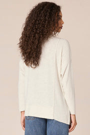 Asymmetrical Hem Knit Top - Cream