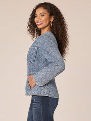 Quilted Peplum Denim Jacket