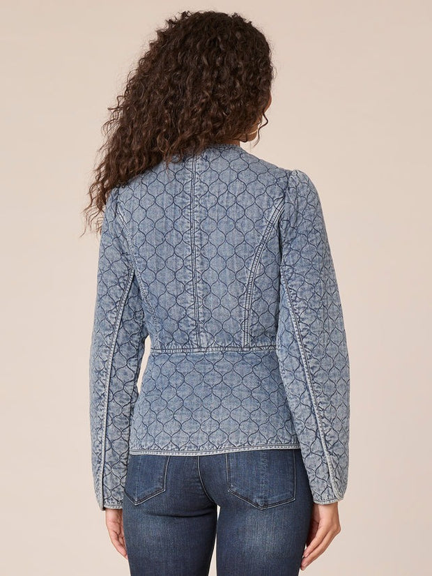 Quilted Peplum Denim Jacket