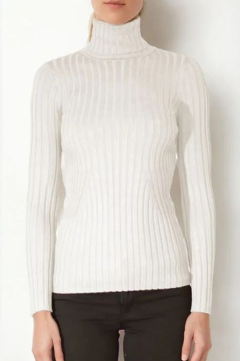 Ribbed Turtleneck Sweater - Ivory