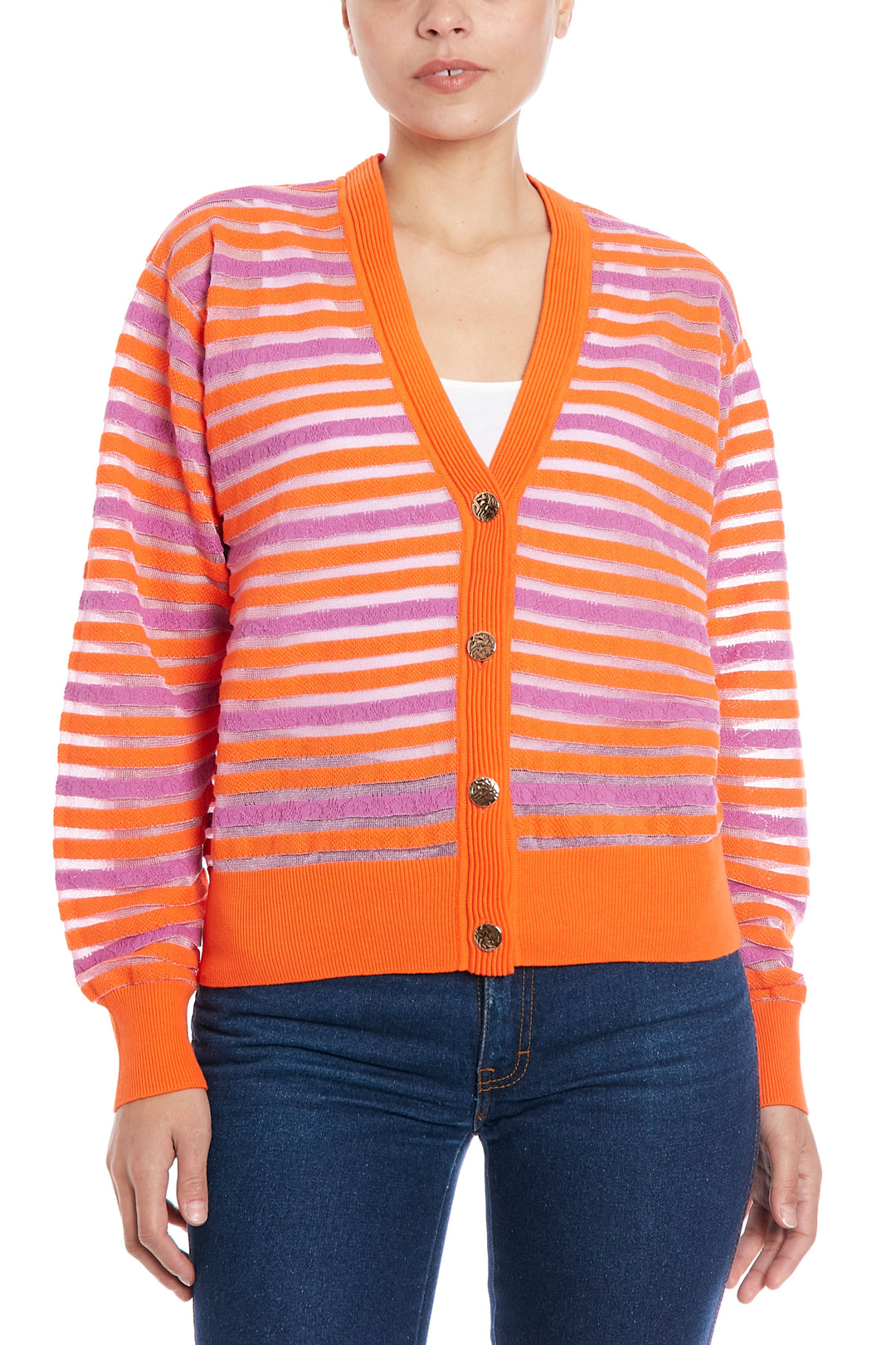 Orange striped cardigan hotsell