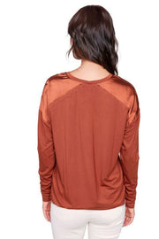 Satin Front Jersey Knit Top - Terracotta