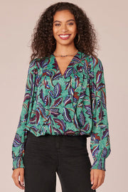 Leaf Print Woven Top