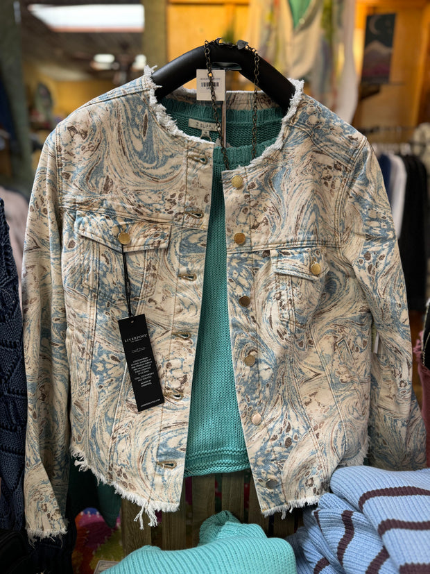 Classic print jean jacket