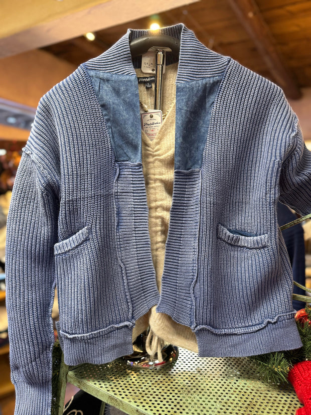 Denim shaker knit cardigan